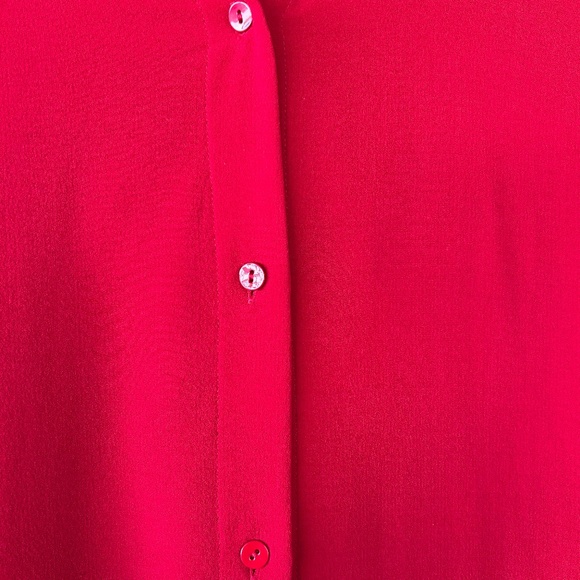 Eileen Fisher Silk Georgette Crepe Classic Collar Shirt Color Red Size Large - Picture 6 of 12